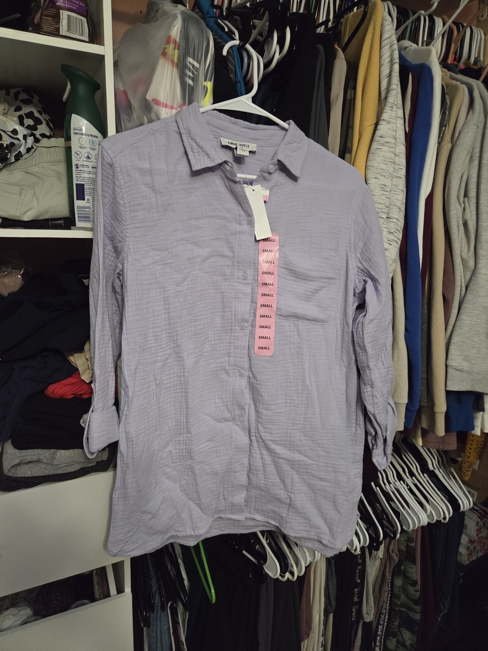 Nine West Men's Light Lavender Button-Down Shirt